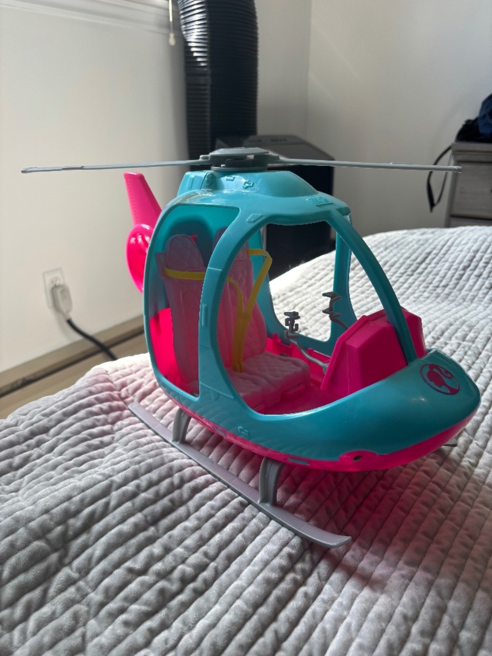 Barbie Chopper Helicopter Vehicle Blue Pink Spinning Propeller